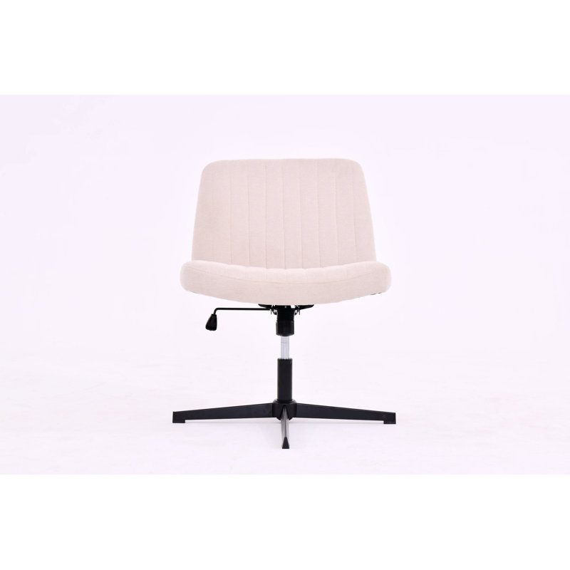 Ebern Designs Cross Legged Office Chair Wide Comfty Desk Chair No Wheels Armless Computer Task Chair Wayfair